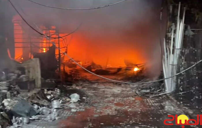 حريق يدمر سوق جنان الجامع بتارودانت
